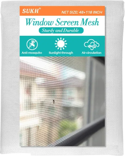 Miniatura 9 de Sukh 48 x 118 malla para ventana – Pantalla de repuesto de malla de fibra de vidrio para ventana de patio, porche, ventana, pantalla de red