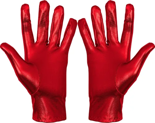 Skeleteen Guantes de disfraz de color rojo metálico, juego de guantes de vestir elásticos de noche de superhéroe rojo brillante para hombres,