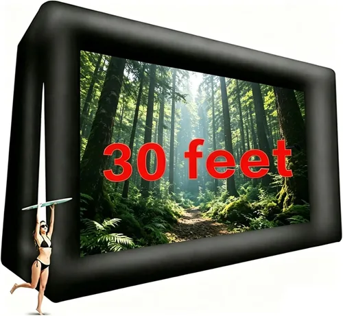 Miniatura 11 de fitnessandfun Gran pantalla de película inflable de 33 pies para exteriores, proyección frontal y trasera sin costuras, pantalla de proyector