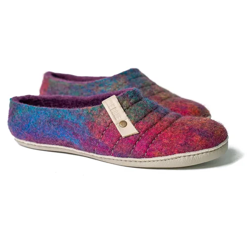 Miniatura 4 de Felted Wool Women's Slippers COCOON - Purple Rainbow Boiled Wool House Shoes