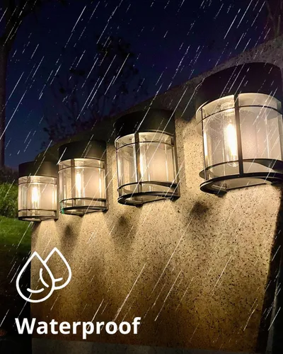 Miniatura 6 de Luces solares para cercas al aire libre, paquete de 8 luces de cubierta alimentadas por energía solar con bombillas LED Edison, luces solares