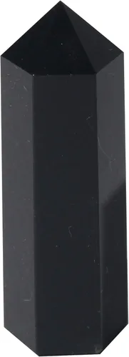 Luckeeper Varitas de cristal curativo | Obsidiana negra de 2 pulgadas | 6 terapias de meditación de chakras de Reiki facetadas