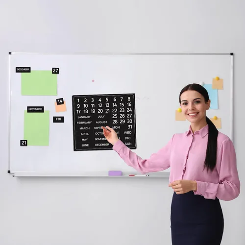 Miniatura 7 de 50 números magnéticos de calendario para pizarra blanca y refrigerador, días de la semana y meses, indicadores magnéticos de fechas del calendario