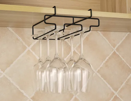 Miniatura 7 de Soporte para copas de vino – Estante para copas debajo del gabinete – Estante de almacenamiento para percha, apto para armario de 0.8 pulgadas