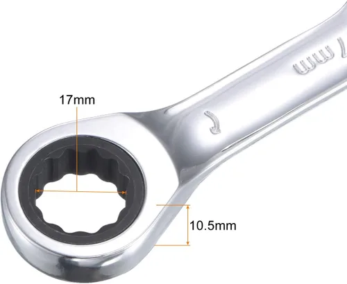 Miniatura 3 de uxcell Llave combinada de trinquete rechoncha de 0.669 in métrica 72 dientes 12 herramientas terminadas en caja de puntos, CR-V