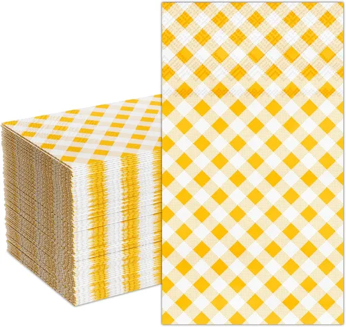 Miniatura 13 de DYLIVeS Servilletas a cuadros verdes, paquete de 80 toallas de invitados a cuadros verdes y blancos, servilletas de fiesta, toallas de mano de papel