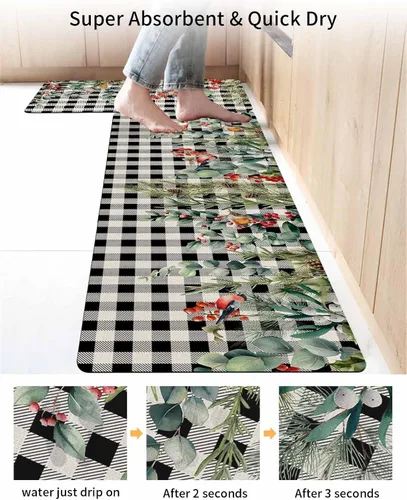 Miniatura 4 de Tapete de baño de eucalipto, antideslizante, de secado rápido y absorbente, de tierra de diatomeas, fregadero, dormitorio, cocina, lavable