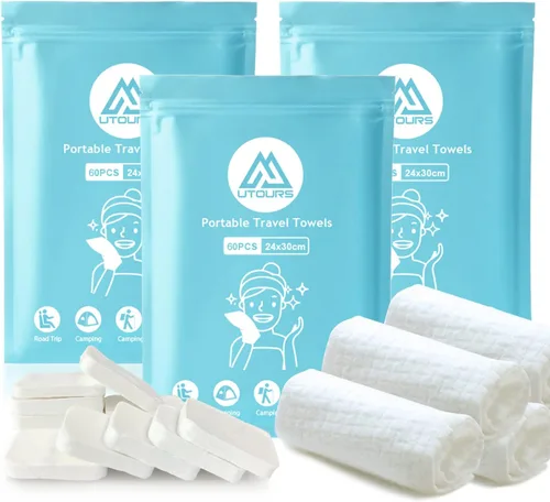 Miniatura 8 de 60 toallas comprimidas, tabletas de papel higiénico reutilizables, monedas, pañuelos de camping, toallas portátiles para belleza en el hogar