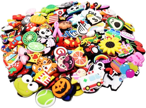 Miniatura 2 de Papacharms Un montón de dijes para zapatos diferentes al azar 305070100150200 piezas de cloruro de polivinilo mezclado con formas lindas y vibrantes