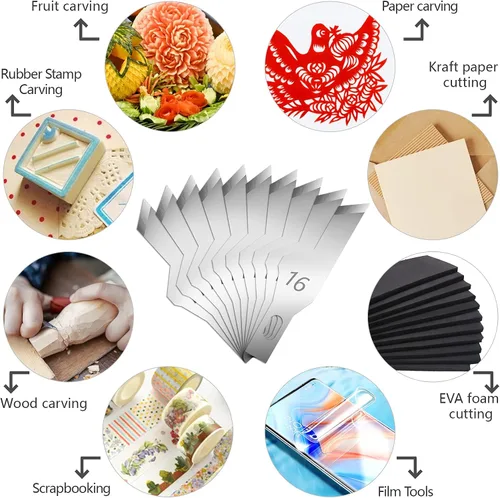 Miniatura 6 de Jetmore Paquete de 100 cuchillas para manualidades #2, cuchillas de repuesto para cuchillos de pasatiempo, con caja de almacenamiento para arte