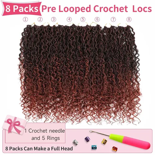 Miniatura 56 de Alicoco Goddess Locs Cabello de Ganchillo 12 Pulgadas 8 Paquetes Rastas Sintéticas de Ganchillo Para Mujeres Rastas Suaves Boho Pre-enrolladas River