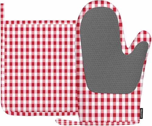Miniatura 24 de Mxocom Juego de guantes de horno de béisbol y soportes para ollas, pelota de tenis, silicona resistente al calor, guantes para horno de cocina
