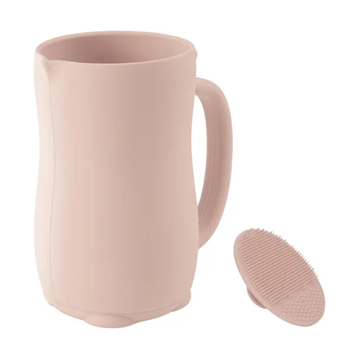 mandoo Taza de enjuague de baño para bebés, silicona de grado alimenticio, taza de enjuague para champú y lavado corporal para niños con mango de