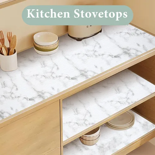 Miniatura 6 de Lámina para revestir estantes y cajones de cocina y baño, impermeable, antideslizante, sin adhesivo, fácil de limpiar, incluye cuchillo y cinta