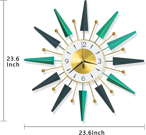 Miniatura 2 de Reloj grande silencioso de mediados de siglo sin tictac, reloj de pared grande de 23.6 pulgadas decorativo de metal, decoración moderna