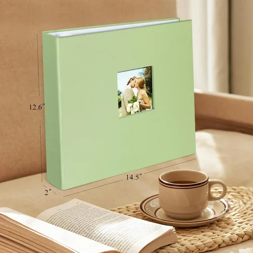Miniatura 5 de 1DOT2 Álbum de fotos de scrapbook DIY grande de 12 x 12 pulgadas con 3 anillos, diario con 30 fundas de plástico, 60 páginas y cubierta de tela