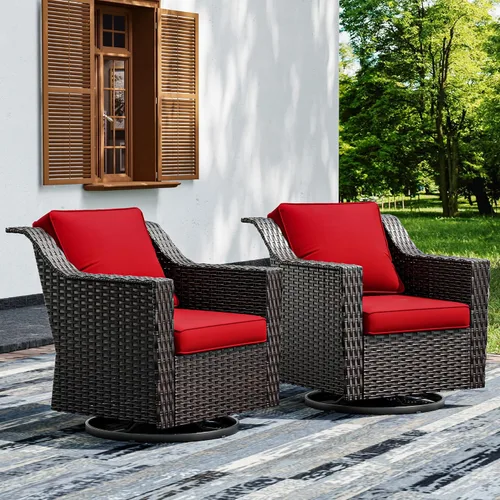 Miniatura 28 de Joyside Sofá de patio – Sofá de ratán de 3 plazas, sofá de respaldo alto para todo tipo de clima, tamaño grande mejorado con cojines de asiento de 4