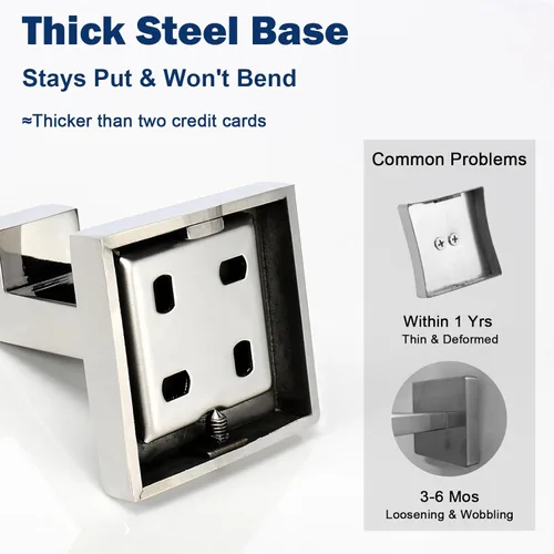 Miniatura 3 de NearMoon Ganchos cuadrados para toallas de baño -SUS304 de acero inoxidable para colgar batas, ganchos resistentes para baño, sala de estar, hotel