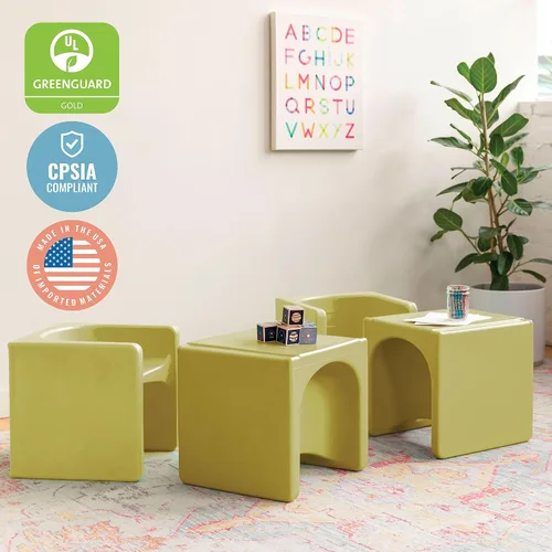 Miniatura 8 de ECR4Kids Tri-Me 3 en 1 silla cubo, muebles para niños, color verde helecho Verde Fern