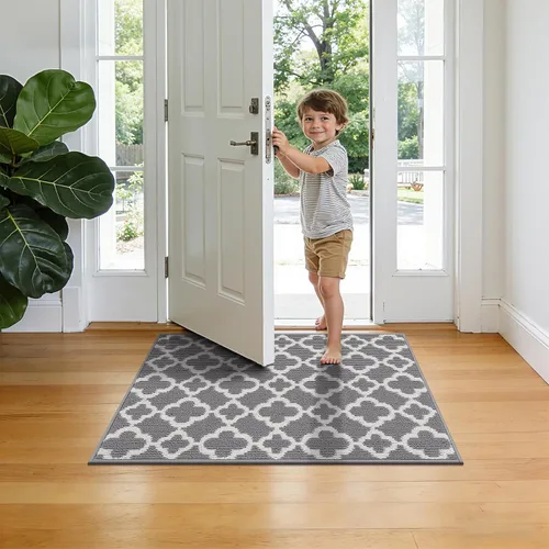 Miniatura 7 de U'Artlines Tapete para puerta de interior de 2 x 3 pies, antideslizante, lavable, resistente a la suciedad, absorbente, de bajo perfil, para puerta