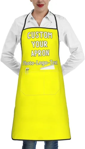 Miniatura 15 de Delantales personalizados para adultos, delantal personalizado con logotipo de foto, delantal impermeable con 2 bolsillos