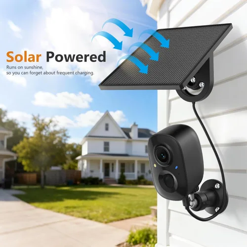 Miniatura 2 de Cámara de seguridad 2K inalámbrica para exteriores, cámaras WiFi alimentadas por energía solar para seguridad del hogar con detección de movimiento