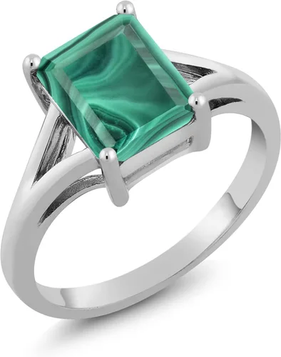 Miniatura 51 de Gem Stone King Anillo de compromiso solitario con diseño clásico de vástago dividido para mujer, plata de ley 925, piedra natal de piedra preciosa