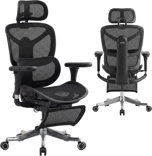 Miniatura 14 de Welax Silla de oficina ergonómica con reposapiés, silla de oficina de malla con reposabrazos 6D y reposacabezas 3D, silla de escritorio S9 Pro