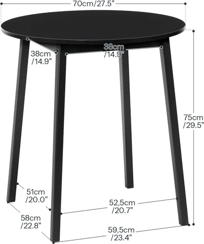 Miniatura 2 de HOOBRO Mesa de Comedor de Bambú, Mesa de Comedor Redonda para 2, Mesa de Cocina de 27.5" para Espacios Pequeños, Mesa de Escribir, Fácil de Montar
