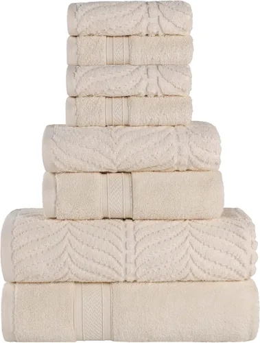 Miniatura 22 de Superior Juego de toallas surtidas de algodón Chevron de 12 piezas, cero torsión, secado rápido, artículos esenciales para el hogar, ducha, spa