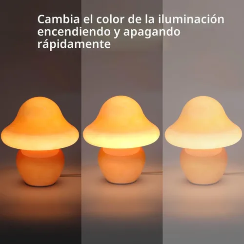 Miniatura 4 de HEQET Lámpara de hongo naranja de vidrio para mesa, lámpara de hongo para dormitorios, sala de estar, lámparas estéticas para dormitorio, linda