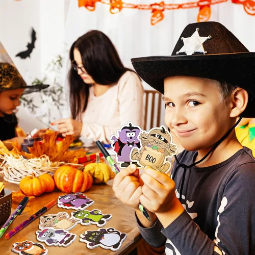 Miniatura 6 de Pajean 960 Sheets Halloween Sticky Notes Set 48 Pcs Pumpkin Owl Funny Ballpoint Pens with 48 Pad Sticky Notepad for Halloween Party Favor Gift