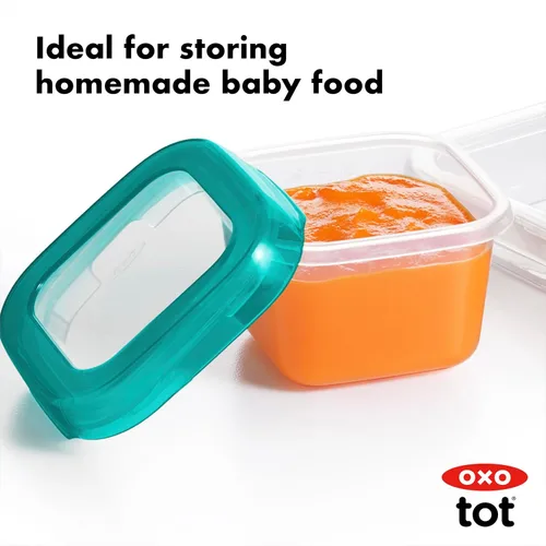 Miniatura 3 de OXO Tot Baby Blocks - Contenedores de almacenamiento para congelador, color verde azulado (4 onzas)