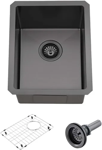 Fregadero de barra negra de 12 pulgadas para montaje bajo montaje, fregadero de cocina pequeño de 12 x 16 pulgadas, fregadero de barra húmeda de