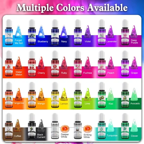 Miniatura 2 de Juego de Tinta de Alcohol - 24 Colores Vibrantes para Arte de Resina, Fabricación de Placas de Petri, Pintura Epoxi - Tinte de Color de Pintura