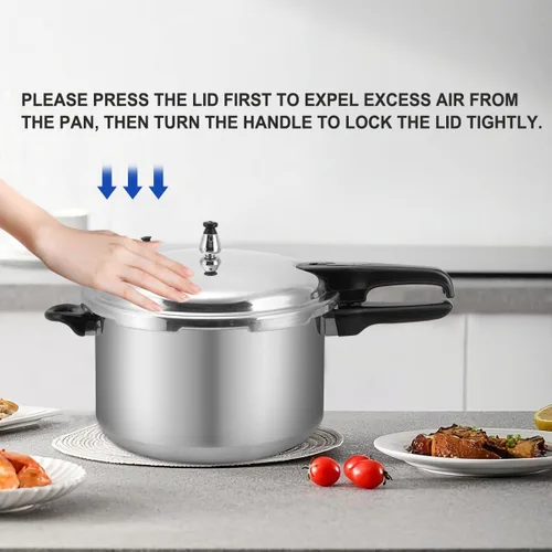 Miniatura 5 de BreeRainz Olla a presión de 12 cuartos de galón, olla a presión de aluminio con estante de cocción para cocinar al vapor, enlatado y guisado, plata
