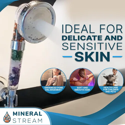 Miniatura 2 de MineralStream Cabezal de ducha Chakra + manguera Ducha de spa Ecowater con 3 ajustes de pulverización para un cabello y piel saludables Cabezal