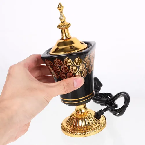 Miniatura 8 de Quemador eléctrico de incienso estilo Oriente Medio, cerámica con enchufe, para aromaterapia, Bakhoor, quemador para el hogar, yoga, meditación