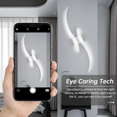 Miniatura 3 de CANEOE Aplique de pared moderno, lámpara de pared LED de tira larga blanca, lámpara de pared de interior con diseño ondulado de 39 pulgadas