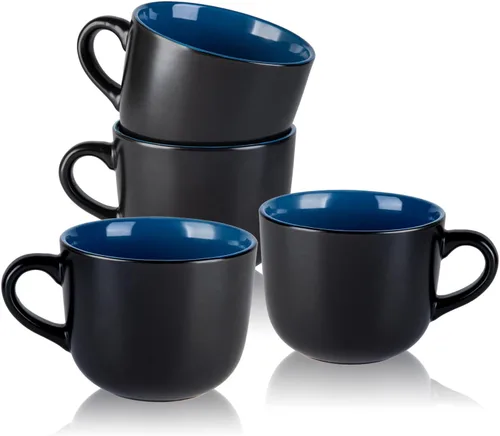 Miniatura 12 de AmorArc Tazas de sopa de 24 onzas con asas, tazas de cerámica jumbo con asas para café, cereales, capuchino, aptos para microondas y lavavajillas