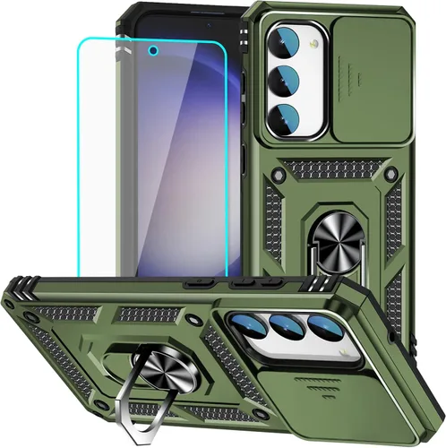 Miniatura 14 de HNHYGETE Funda para Samsung A13 5G, Galaxy A13 5G con protector de pantalla, soporte giratorio de grado militar de 360° (resistente), fundas Negro