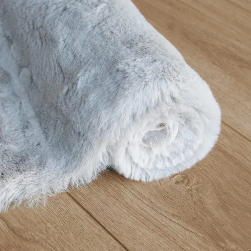 Miniatura 9 de ORINOVA Alfombras Redondas Gris Plateado de 8 pies Shag Lavables Alfombras de Área para Dormitorio de Piel Sintética de Conejo Alfombra Circular