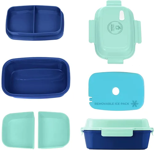 Miniatura 5 de Ultimate Bento Box - Lonchera para niños y adultos con bolsa de hielo extraíble, a prueba de fugas, contenedor de alimentos con múltiples Verde