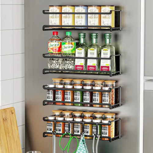Miniatura 9 de Bunoxea Estante de especias montado en la pared, paquete de 3, organizador de especias que ahorra espacio para tarros de especias y condimentos