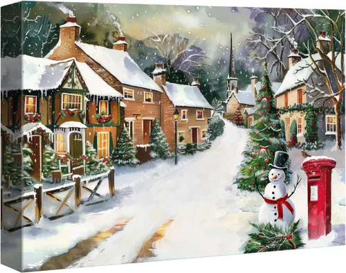 Miniatura 50 de Denozer - Arte de pared de muñeco de nieve de Navidad, impresiones artísticas sobre lienzo para dormitorio, sala de estar, decoración de pared