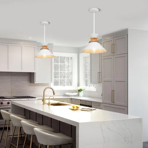 Miniatura 7 de Luces colgantes blancas de 12 pulgadas para isla de cocina, lámparas colgantes de altura de barra ajustable para comedor, paquete de 3