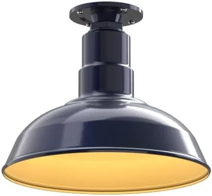 Miniatura 43 de Steel Lighting Co. El Segundo - Lámpara de granero Colgante montado en el techo Domo de 12 pulgadas Vástago de 12 pulgadas Luz de acero