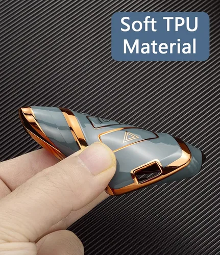 Miniatura 3 de SANRILY Funda para llavero de TPU con borde dorado para Land Range Rover Discovery Rover Sport 2018 2019 y Jaguar XF 2021, accesorios para llaves