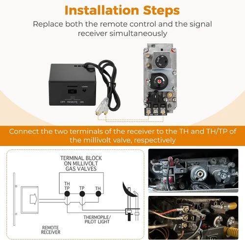 Miniatura 5 de Kit de control remoto para chimenea de gas, compatible con chimenea Ambient Technologies, control remoto reemplaza RCM-RX/RMC RX RCT RCMT RCT RCST