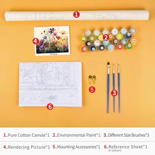 Miniatura 6 de TUMOVO Pintura de flores de acuarela por números para adultos principiantes, pintura abstracta por números, kits de pintura sobre lienzo, pintura